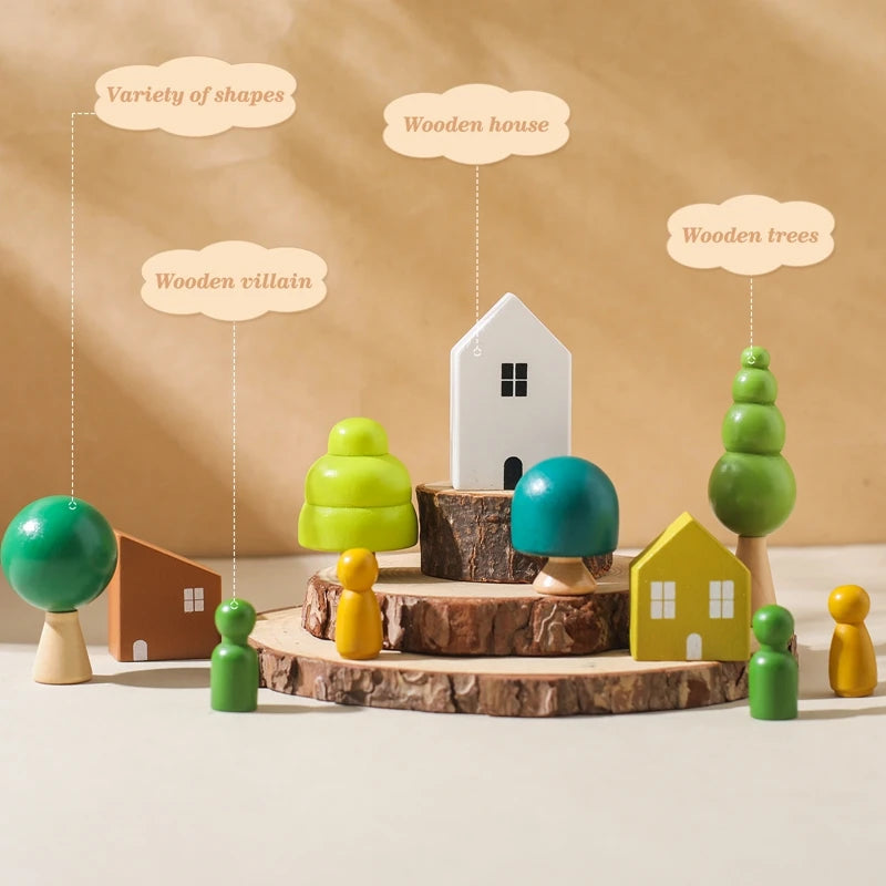 Montessori Wooden Forest Stacking Blocks