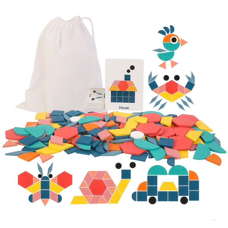 Montessori Wooden Pattern Blocks Puzzle