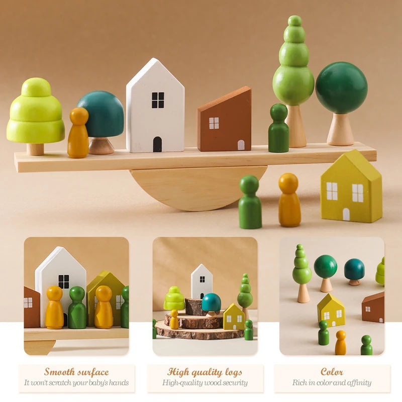 Montessori Wooden Forest Stacking Blocks