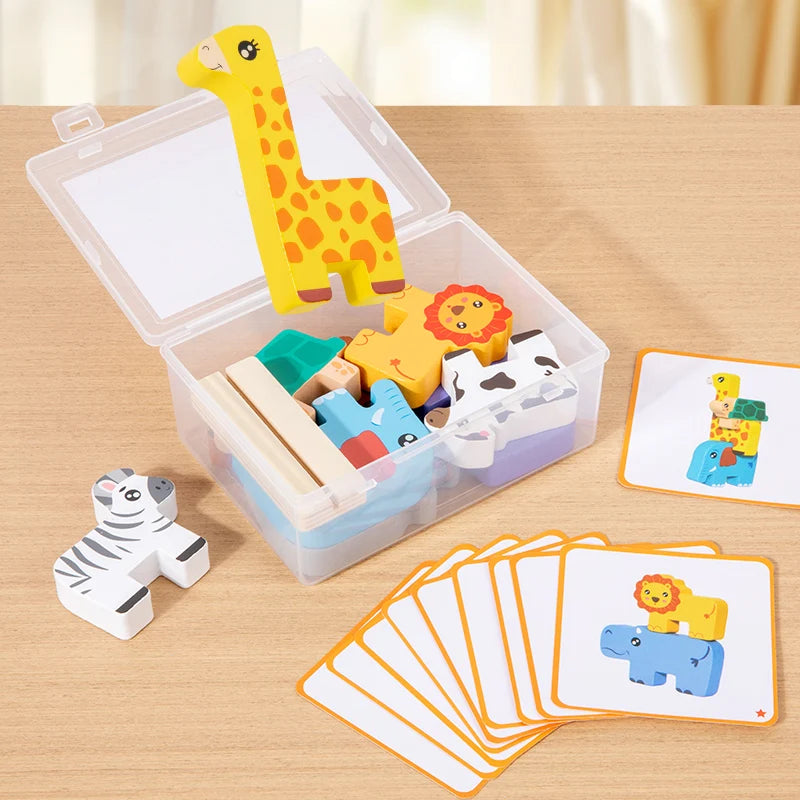 Montessori Wooden Animal Stacking Blocks