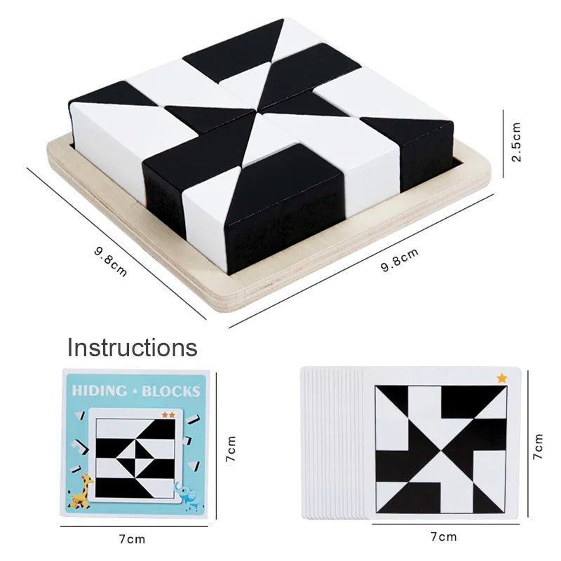 Montessori Wooden Hide Puzzle Blocks