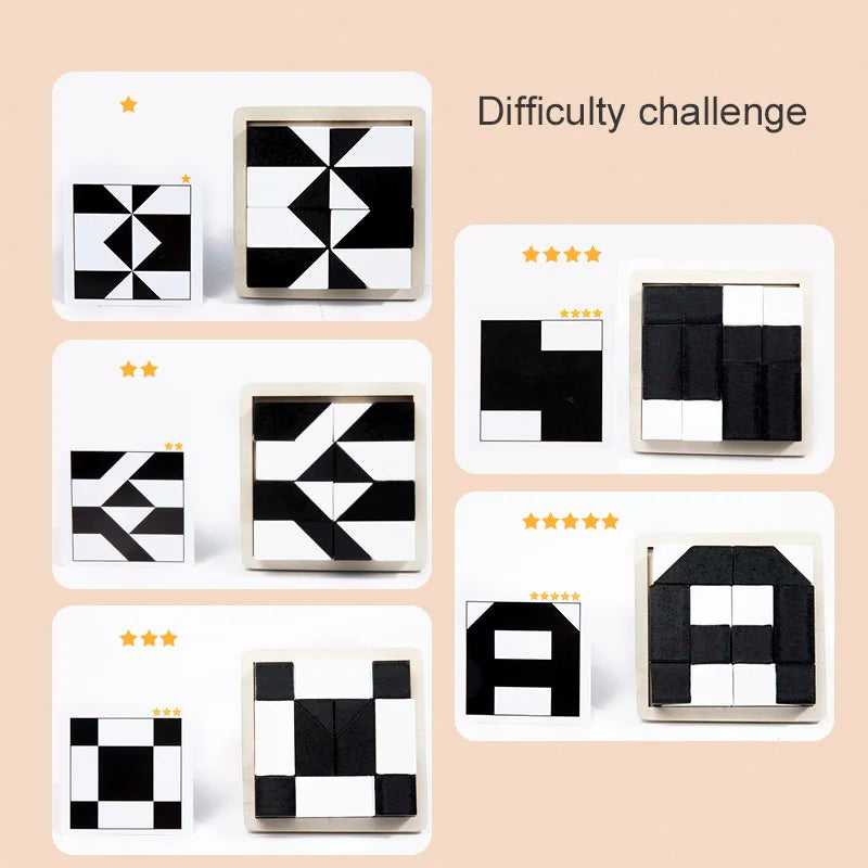 Montessori Wooden Hide Puzzle Blocks