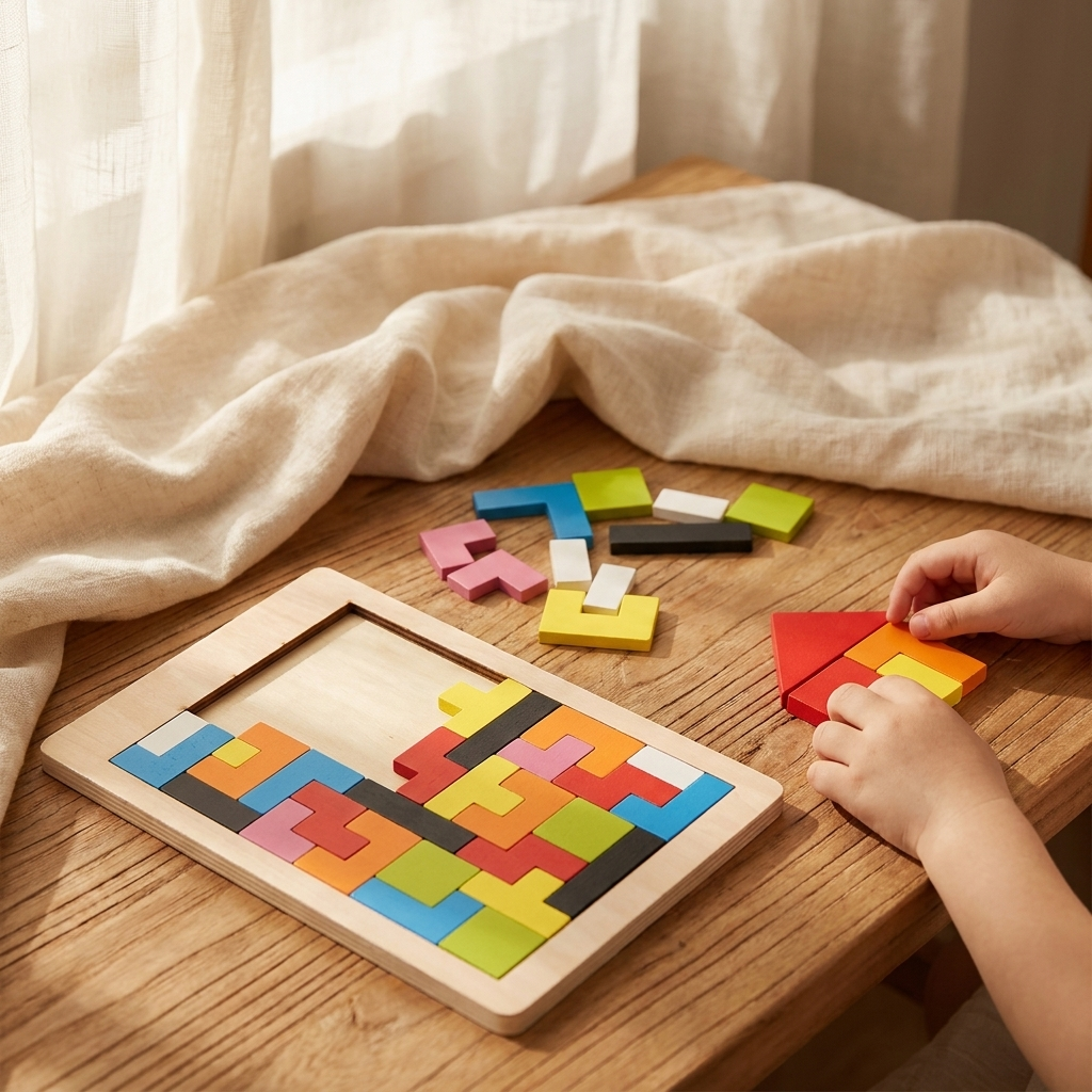 Montessori Wooden Tangram Puzzle Blocks - main product shot