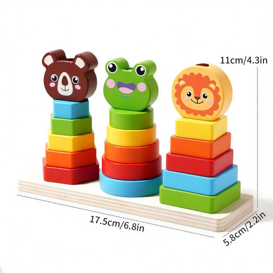 Montessori wooden sorting and stacking toy