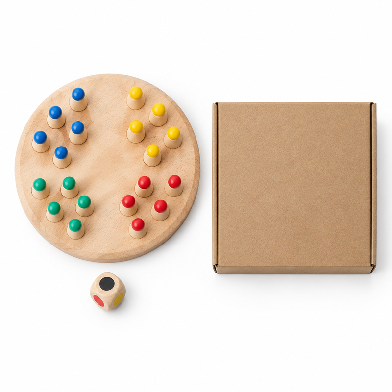 Everything included with the wooden memory peg game