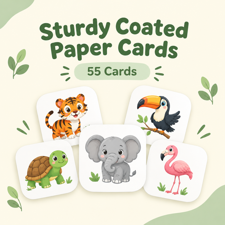 Sturdy coated paper cards, 55 cards