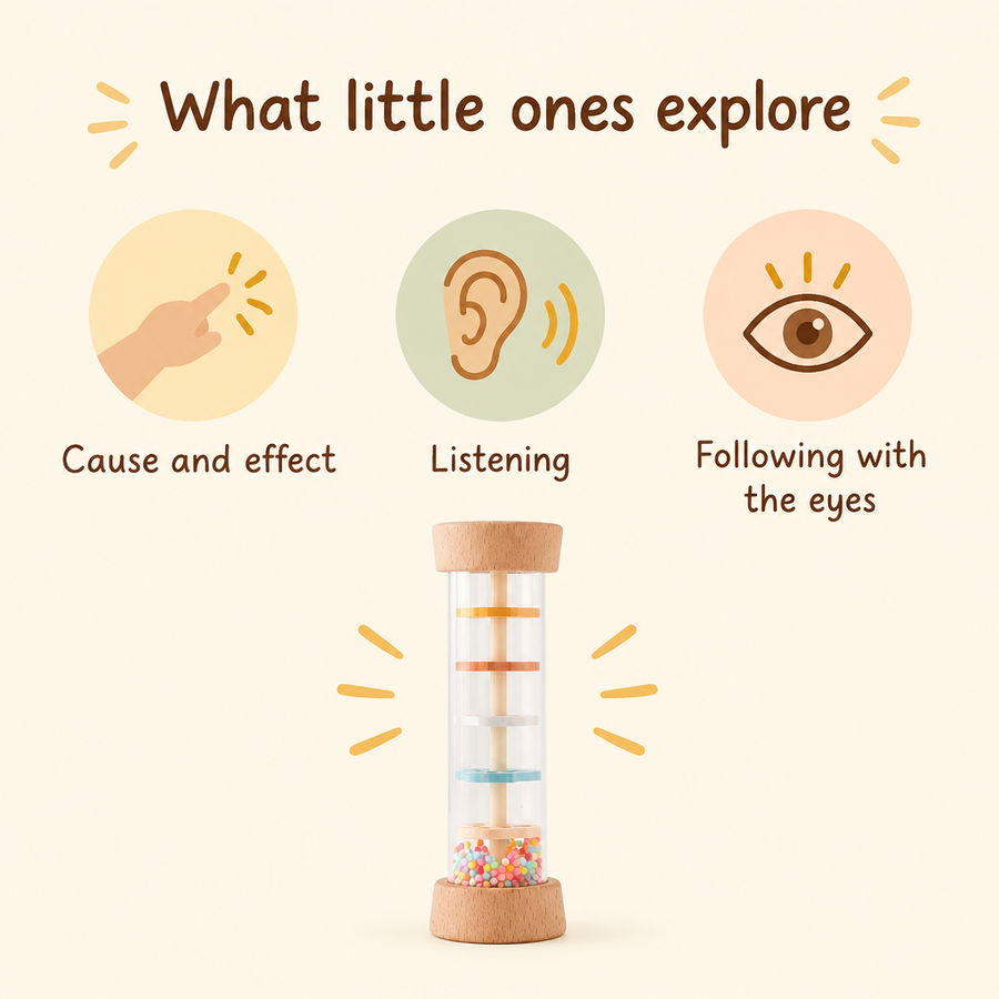 What little ones explore with the rain stick rattle infographic