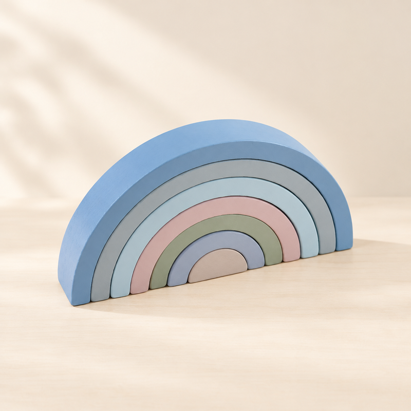 Haze blue wooden rainbow arch stacker