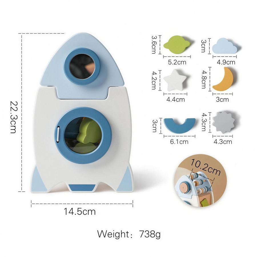 Wooden rocket shape sorter for toddlers