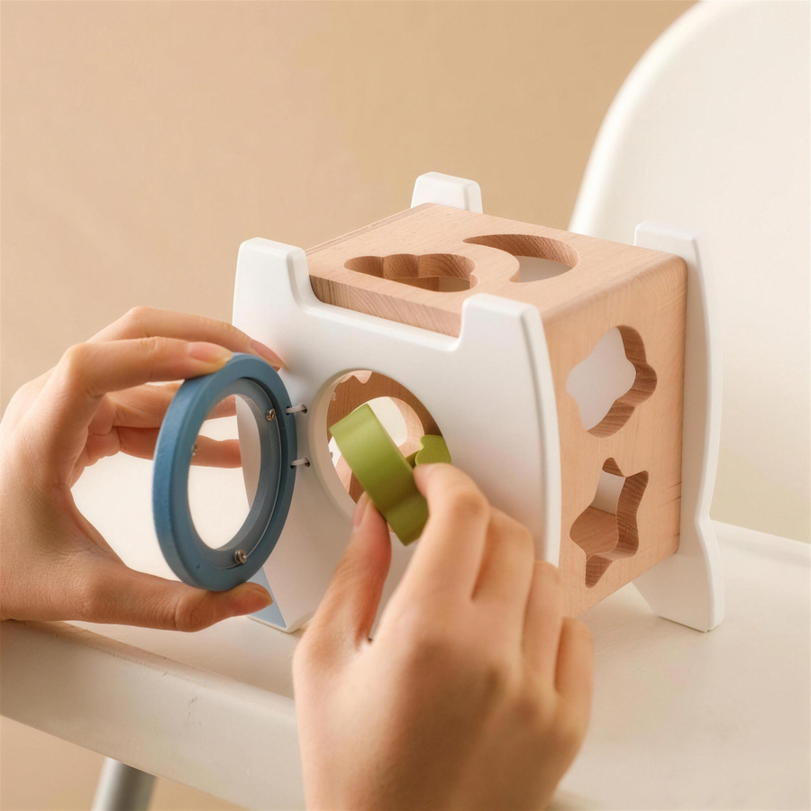 Wooden rocket shape sorter for toddlers