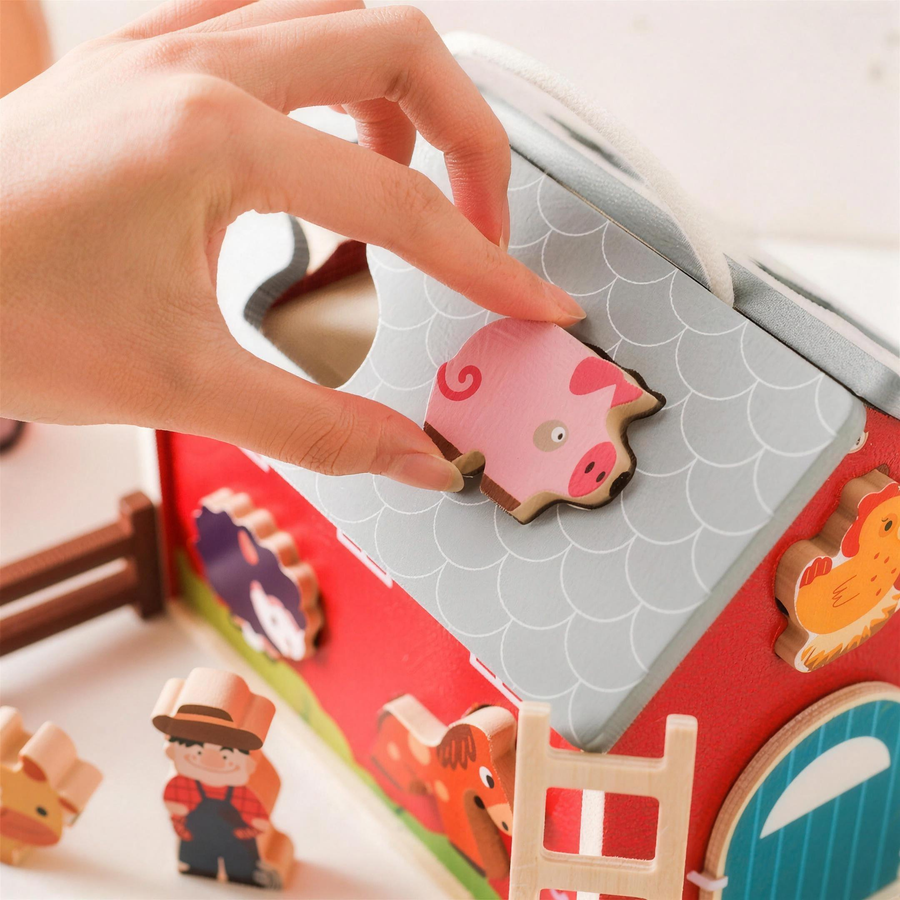 Wooden farm barn play set