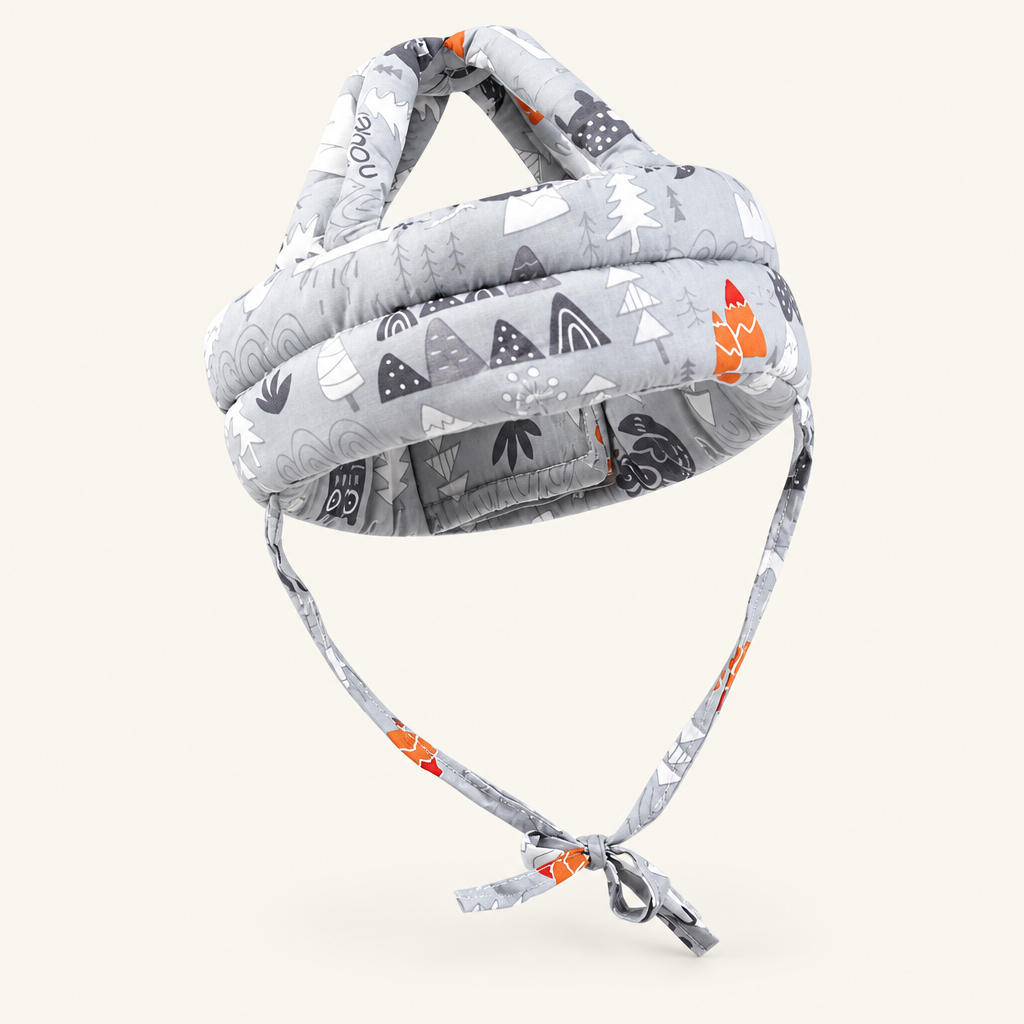Soft padded baby cap, grey forest