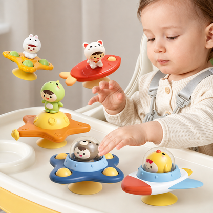 Montessori Spinning Suction Bath Toy, Sensory Rattle for Babies and Toddlers
