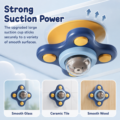 Montessori Spinning Suction Bath Toy, Sensory Rattle for Babies and Toddlers