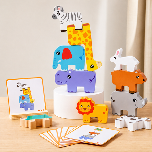 Montessori Wooden Animal Stacking Blocks