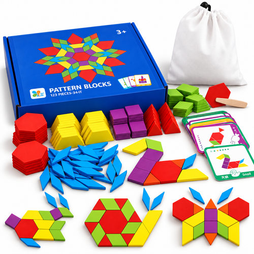 Montessori Wooden Pattern Blocks Puzzle