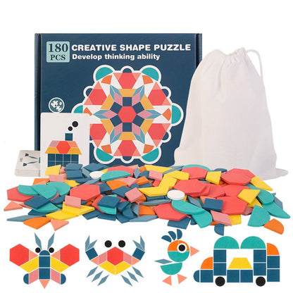 Montessori Wooden Pattern Blocks Puzzle