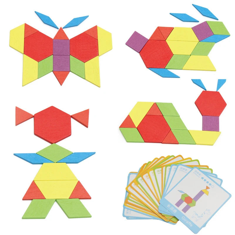 Montessori Wooden Pattern Blocks Puzzle