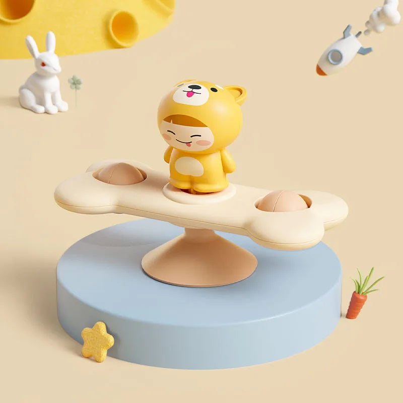 Montessori Spinning Suction Bath Toy, Sensory Rattle for Babies and Toddlers