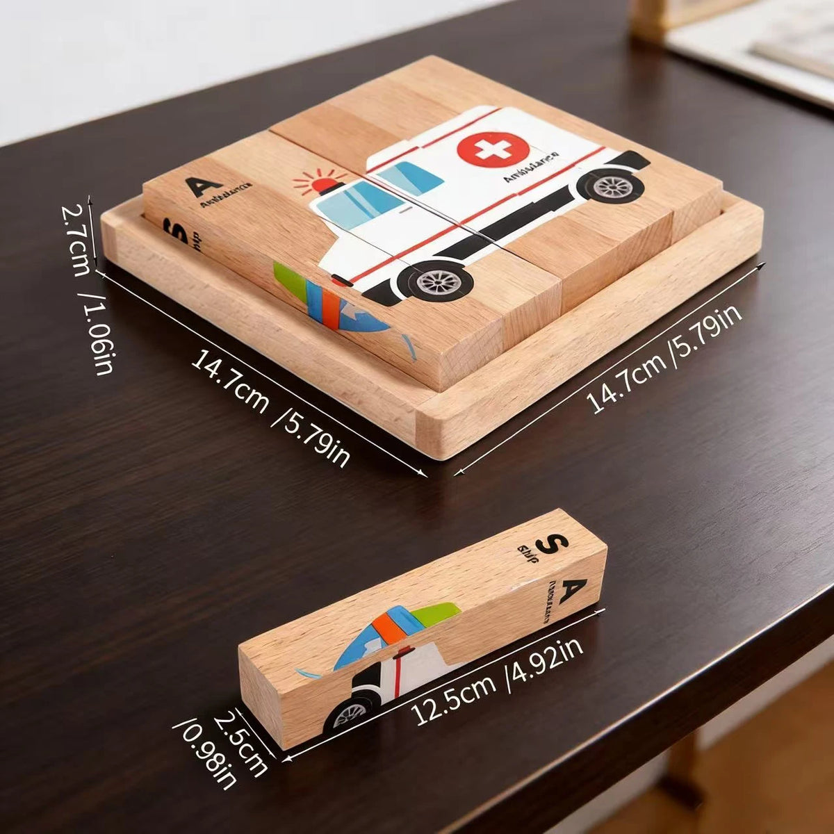 Montessori Wooden Block Puzzle with Tray