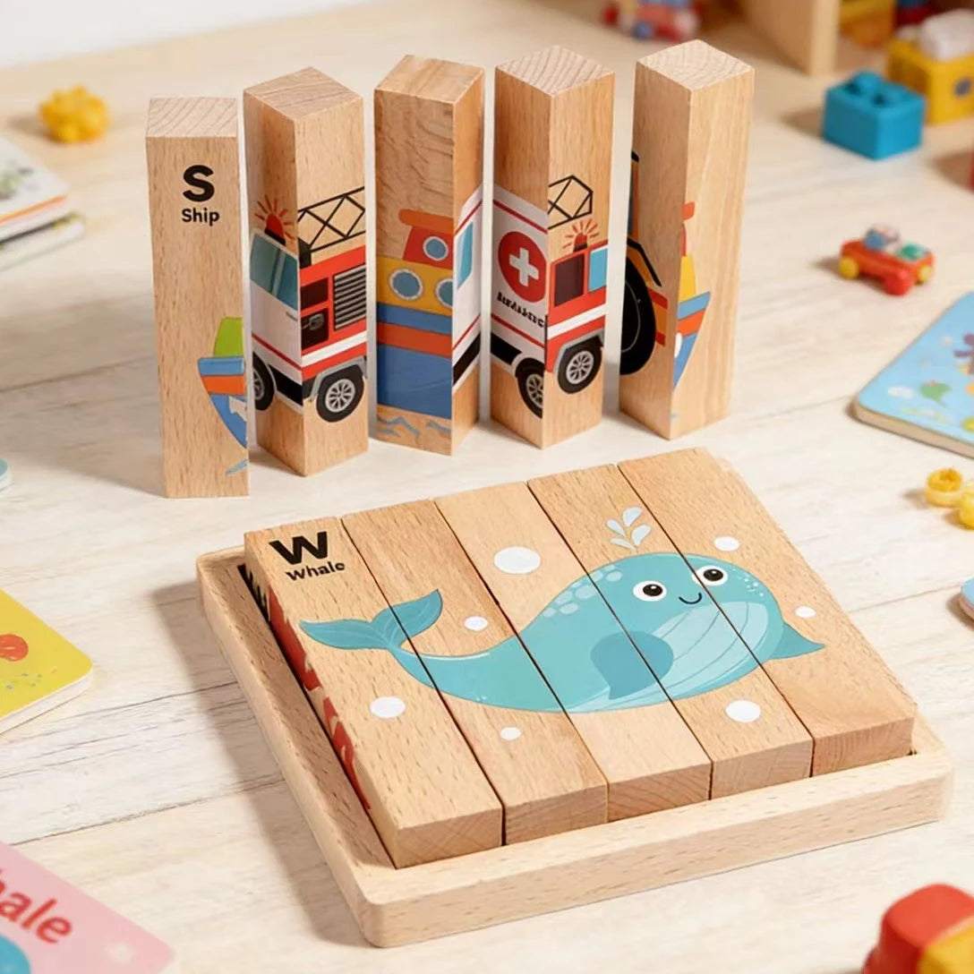 Montessori Wooden Block Puzzle with Tray