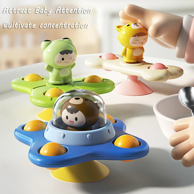 Montessori Spinning Suction Bath Toy, Sensory Rattle for Babies and Toddlers