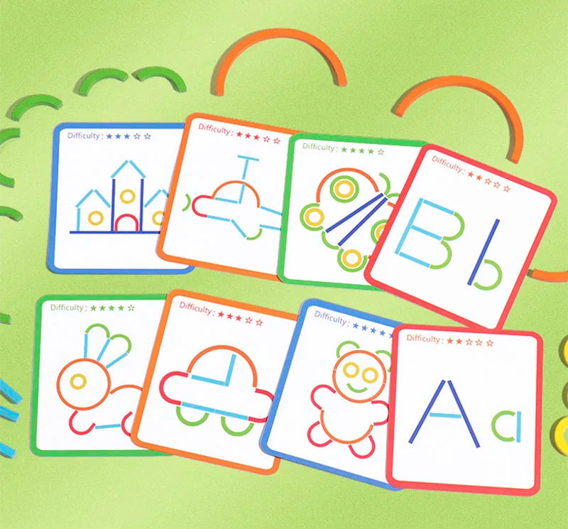 Montessori Wooden Sticks & Rings Puzzle