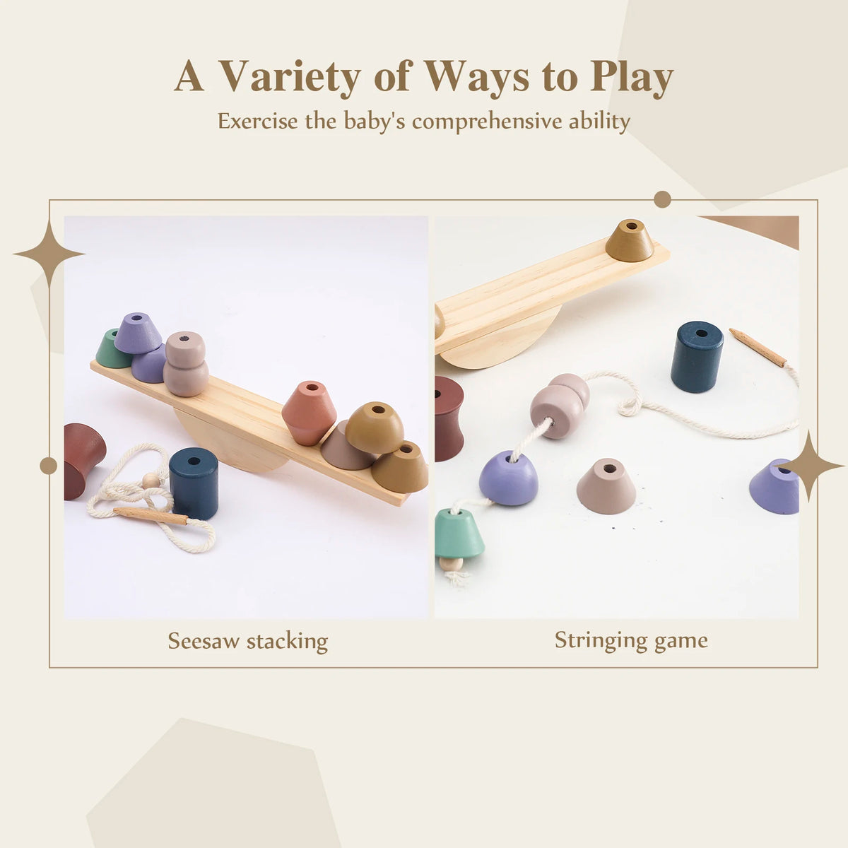 Montessori Wooden Forest Stacking Blocks