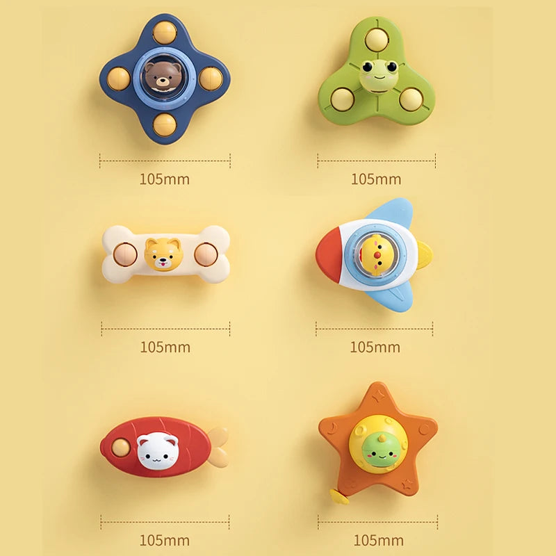 Montessori Spinning Suction Bath Toy, Sensory Rattle for Babies and Toddlers