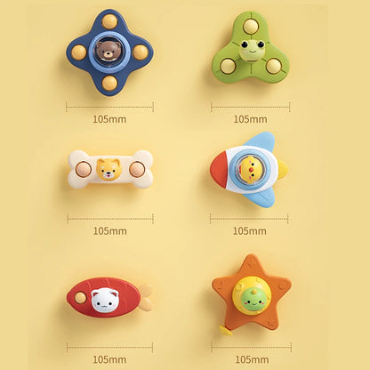 Montessori Spinning Suction Bath Toy, Sensory Rattle for Babies and Toddlers