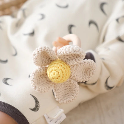 Hand Crafted Crochet Flower Teether & Rattle Ring