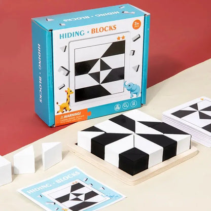 Montessori Wooden Hide Puzzle Blocks