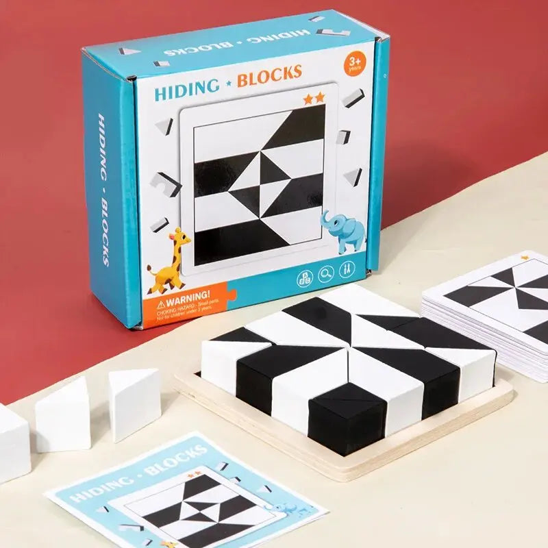 Montessori Wooden Hide Puzzle Blocks
