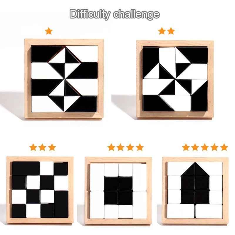 Montessori Wooden Hide Puzzle Blocks