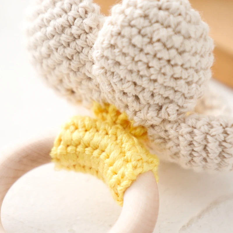 Hand Crafted Crochet Flower Teether & Rattle Ring