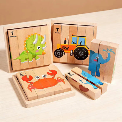 Montessori Wooden Block Puzzle with Tray