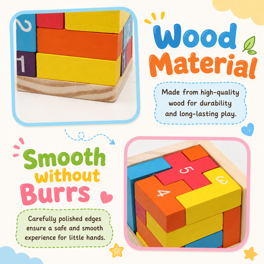 Montessori Wooden Puzzle Cube 3D Brain Teaser