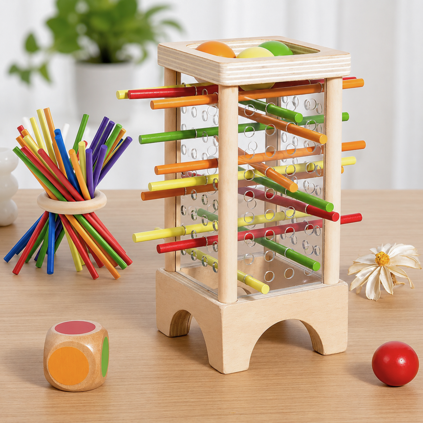 Montessori Wooden Stick Drop Game