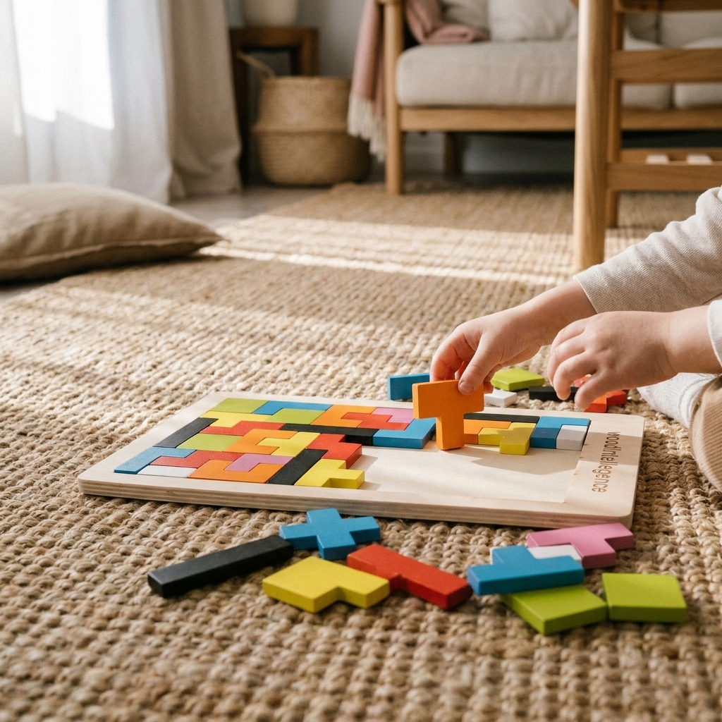 Montessori Wooden Tangram Puzzle Blocks - lifestyle in use