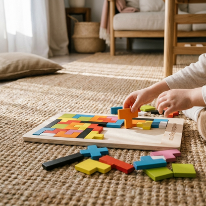 Montessori Wooden Tangram Puzzle Blocks - lifestyle in use