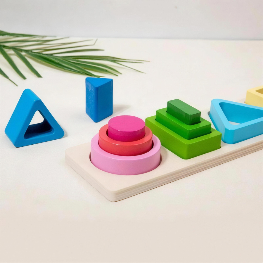 Montessori wooden sorting and stacking toy