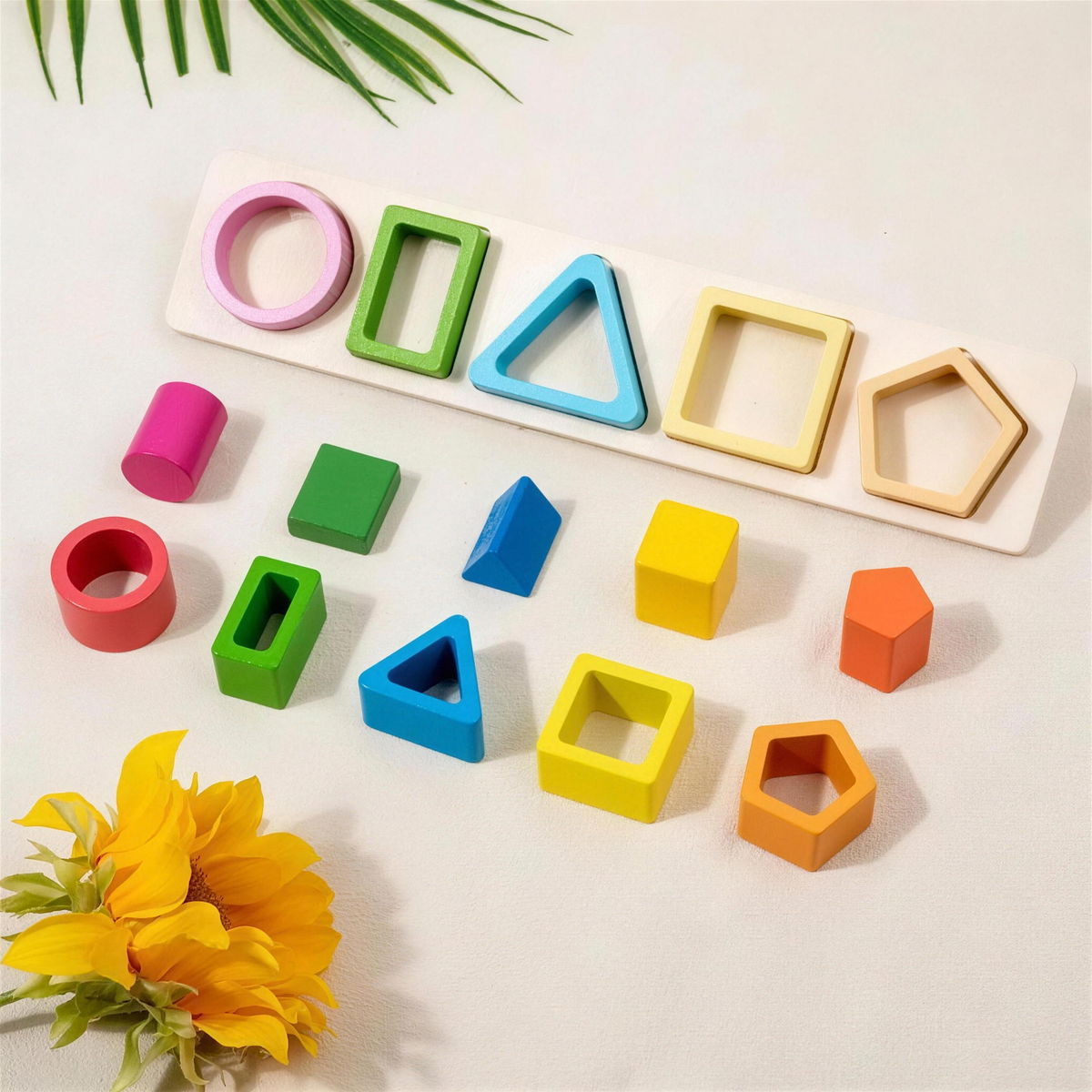 Montessori wooden sorting and stacking toy