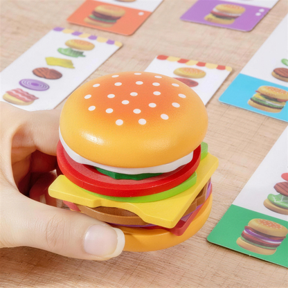Wooden hamburger pretend play set