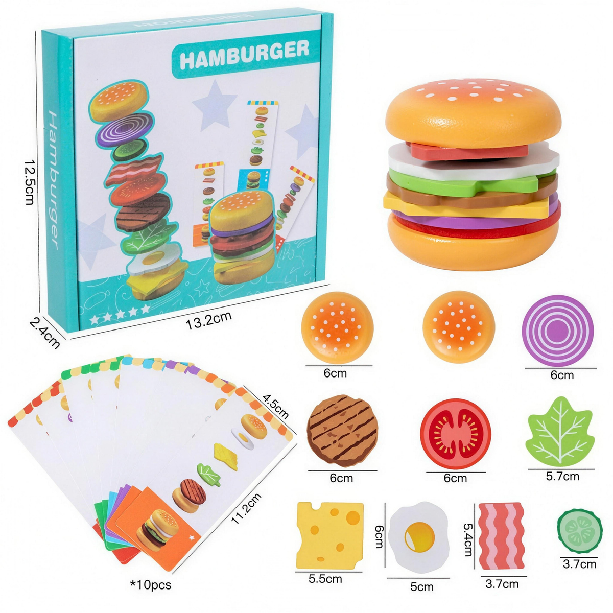 Wooden hamburger pretend play set