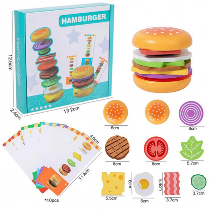 Wooden hamburger pretend play set
