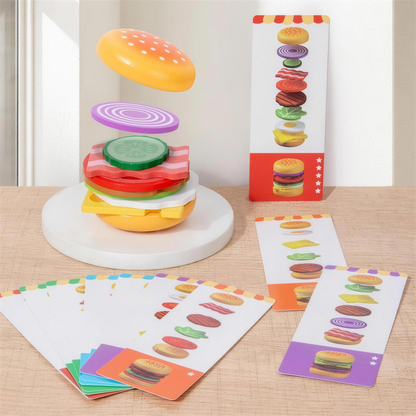 Wooden hamburger pretend play set