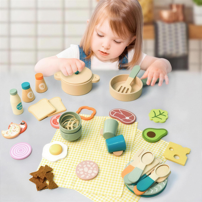 Wooden kitchen pretend play set