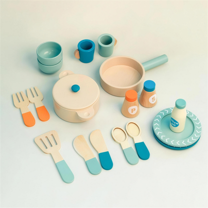 Wooden kitchen pretend play set