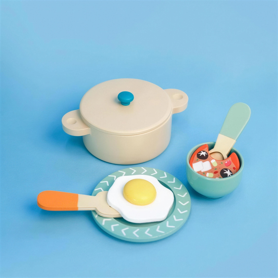 Wooden kitchen pretend play set