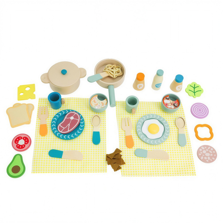 Wooden kitchen pretend play set